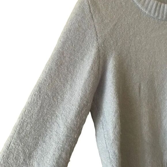 ZARA FAUX FUR TRIM Cream Fur Cuffs  KNIT BLEU SWEATER CROP  SOFT SZ S # 1725 - Picture 6 of 15